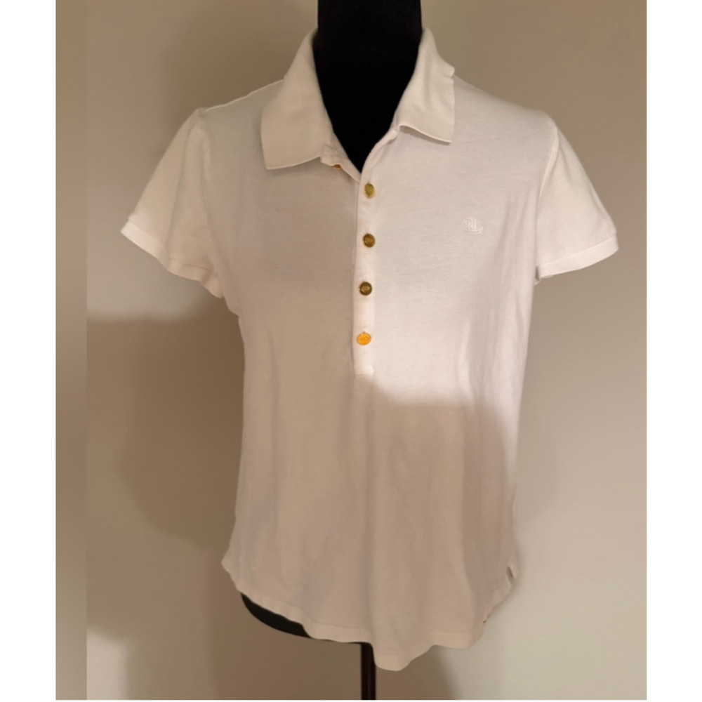 Polo by Ralph Lauren White Short-Sleeve Polo with Gold Buttons